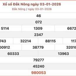 xổ số đắk nông ngày 3 tháng 1