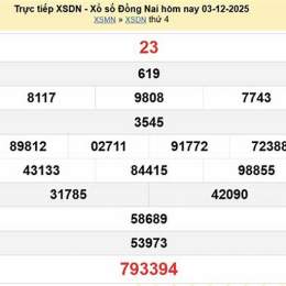 xổ số đồng nai 3 tháng 12