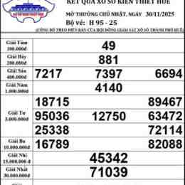 xổ số thừa thiên huế 30 ngày trước