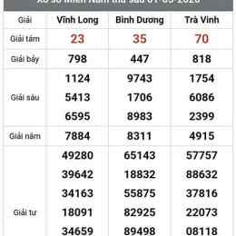 xổ số vĩnh long bình dương tuần trước